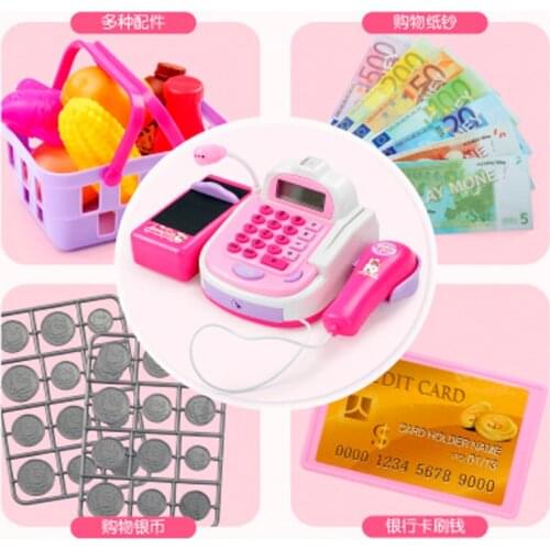 1Set Cash Register Kids Toy Cashier Set Pretend Toys Cash Register Birthday Gift Play Money Vending Machine Toys