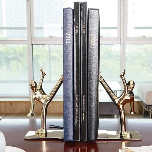 1 pair Simple Style Body Art Metal Bookend Shelf Golden Bookend Holder Office School Supplies Stationery Gift Home decoration