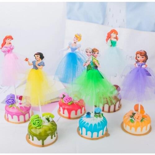 1pcs/Lot Frozen Elsa Anna Princess Party Cake Cupcake Toppers Cake Flag Girls Birthday Party Decor Anniversaire Cake Supplies