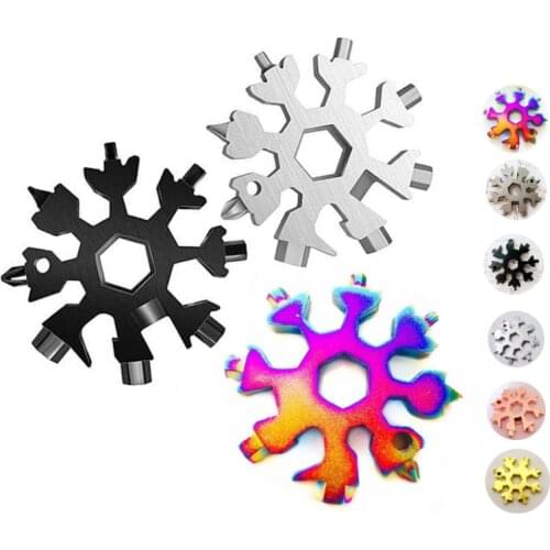 18 In 1 Snowflake Snow Wrench Tool Outdoor Multi-Function Spanner Hex Wrench Hiking camping Gear Bicycle Accessories Portable