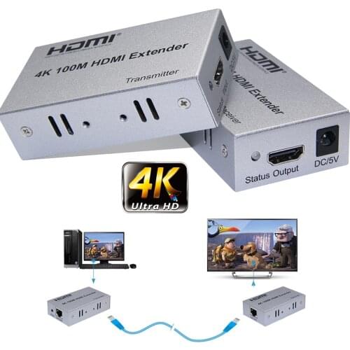 4K 30HZ 100M HDMI Extender Via Cat 5e 6 CAT6 RJ45 Ethernet Lan Cable Extension 1080P 4Kx2K for PS4 DVD Computer PC To TV HDTV
