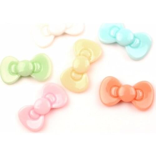 50Pcs Resin Bowknot Decoration Crafts Cute Kawaii Beads Flatback Cabochon Embellishments For Scrapbooking DIY Accessories