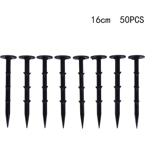 50pcs/Pack Black PP Mulch Shading Pest Control Garden Ground Nail Plastic Film Fixed Pegs Gardening Fixing Tools