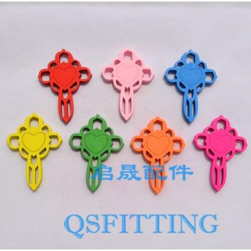 Free shipping!!Trendy wood Crosses,4.5CM wood Charms,mix Color,DIY jewelry Accessory