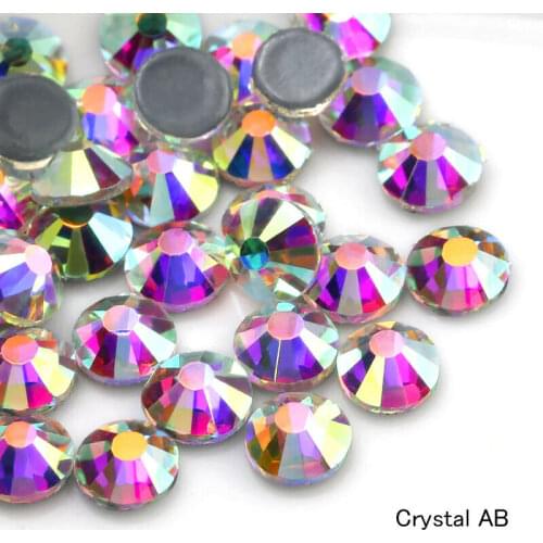 Shiny All sizes ss3-ss50 AB clear Hotfix Rhinestone FlatBack Iron Strass Crystal For Clothes Shoes Jewelry Nail Decorations
