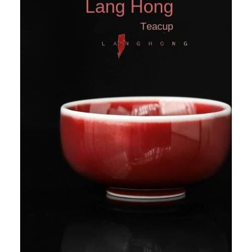 Lang Hongfusheng Cup Tea Set Jingdezhen Red Glaze Ceramic Kung Fu Tea Set Large Teacup Ceramic Teacups Single Cup Host Cup