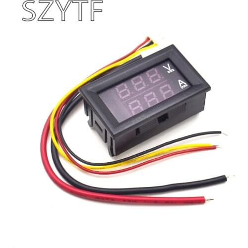 DC 0-100V 10A Digital Voltmeter Ammeter Dual Display Voltage Detector Current Meter Panel Amp Volt Gauge 0.28" Red Blue LED