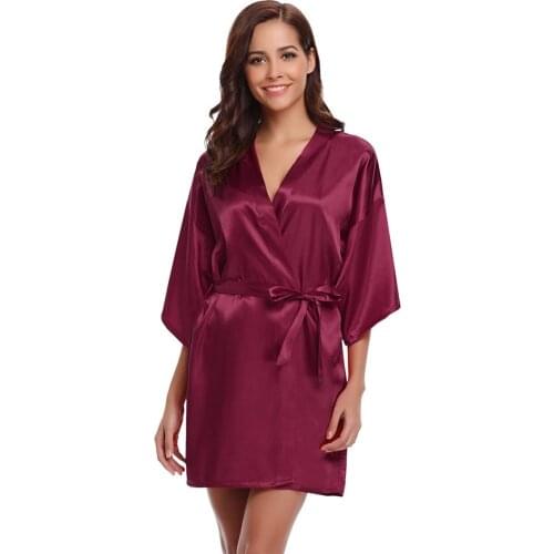 Kimono Bathrobe Gown Silky Satin Women Sleepwear Nightgown Intimate Lingerie Oversize 3XL Solid Bride Bridesmaid Wedding Robe