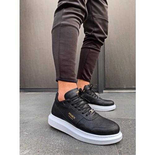 Knack High Base Non-Leather Daily Casual Shoes Black (White Bottom) color Flexible Structure Stylish Original Brand Quality 040