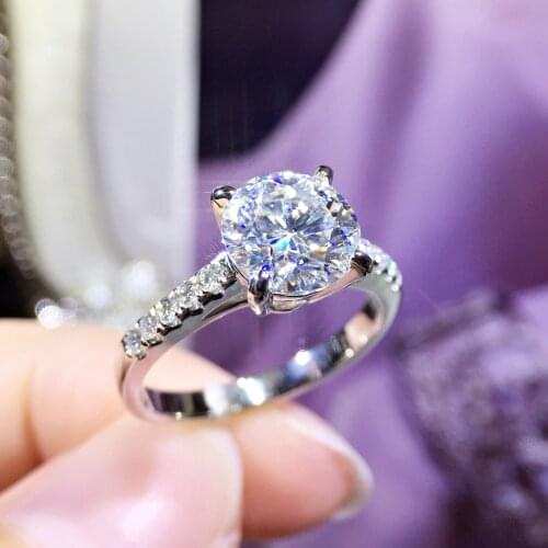 18K White Gold Ring 1ct 2ct 3ct Romantic 4 claws Moissanite jewelry Engagement Anniversary Ring