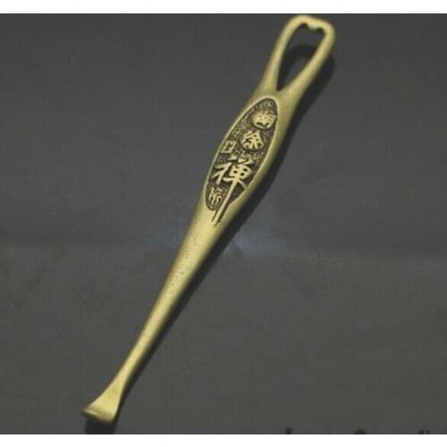 Collection Chinese Pure Brass Carved Buddhist Zen Earpick Exquisite Small Pendant Statue Gift