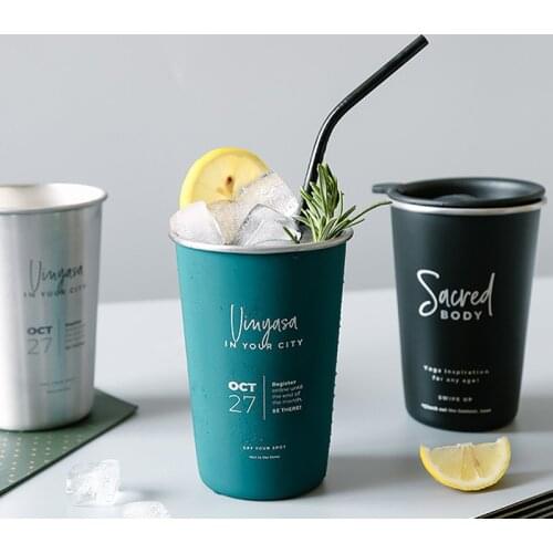 500ML Stainless Steel Cold Drink Cup Drinking Wine Cup Juice Beer Coffee Milk Travel Mug For Home Kitchen Bar Drinkware