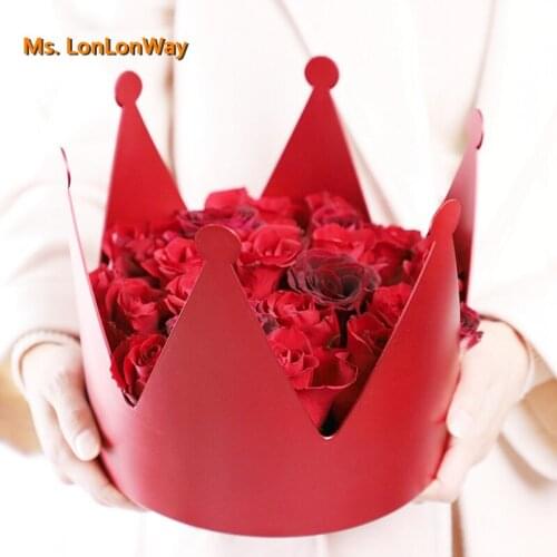 New round crown Floral Boxes Flower Packaging PVC Bag Gift Storage Box Florist Bouquet Flower Packaging