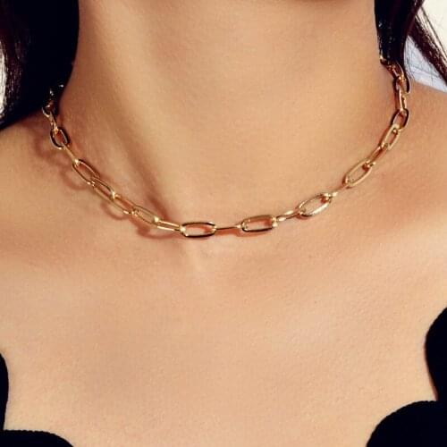 New Link Chain Necklace Women Collar Statement Gold Sliver Chunky Choker Necklaces Women Fashion Punk Jewelry Drop Shipping