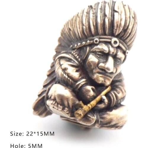 New Knife beads Brass Indian chief Pendant Umbrella Rope Umbrella Fall DIY Handmade Accessories EDC Outdoor Tools Paracord Beads