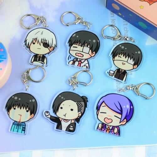 Tokyo Ghoul Kaneki Ken Keychain Anime Printed Double Sided Acrylic Pendant Key Ring Car Key Chain Classic Anime Teens Decoration