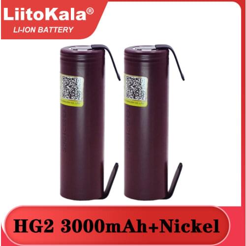 Liitokala new HG2 18650 3000mAh Rechargeable battery 18650HG2 3.6V discharge 20A, dedicated For hg2 batteries + DIY Nickel