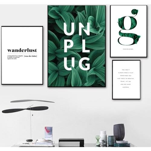 Plant Leaf Canvas Posters and Prints Minimalist Letters Wall Pictures for Living Room Nordic Style Decorative Painting Wall Art