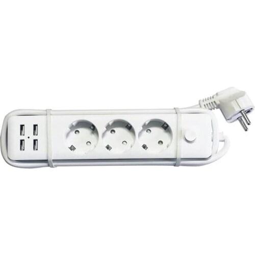 Durable 4USB+3 Plug European Standard Round Hole Socket DC 5V Convenient Safe 4USB+3 Plug Round Hole Socket