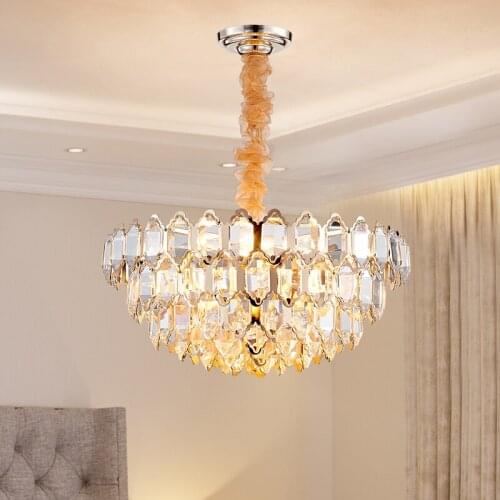 Rectangular dining room chandelier modern light luxury crystal chandelier new modern led chandelier nordic living room gold lamp
