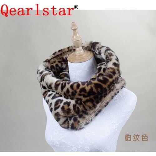 Qearlstar Faux Rex Rabbit Fur Scarves Winter Warm Fur Neckerchief Thickened Collar For Women Ladies Muffler High Quality ZKG07