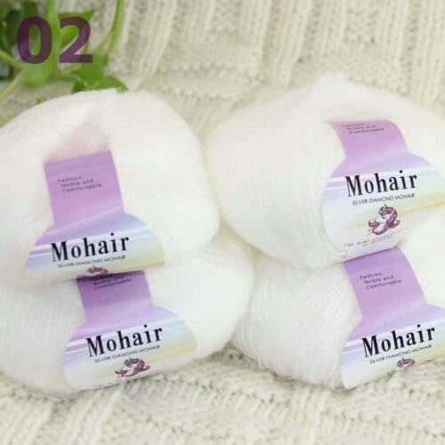 Sale New 4BallsX25g Luxury Soft Mohair Warm Wrap Shawl Hand Knit Crochet Yarn 291-02-4 White
