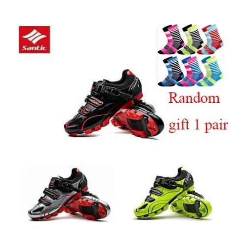 Santic Men Cycling MTB Shoes 3 Colors Cycling MTB Athletic Racing Team Bicycle Shoes Breathable Cycling Clothings WMS17001