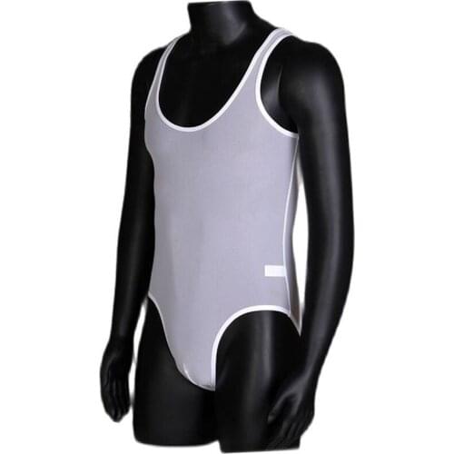 Men Sissy Teddy Sexy Lingerie Bodysuit Sheer Mesh Thong Leotard Teddies Tank One Piece Bikini Gay Wear Erotic Underwear
