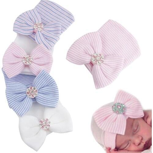 Newborn Infant Baby Cap Kids Girls Boys Winter Warm Cotton Hat Toddler Baby Beanie Top Bow Knot Photography Props Baby Turban