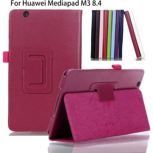 Ultra Slim Litchi 2-Folder Folio PU Leather Case For Huawei MediaPad M3 BTV-W09 BTV-DL09 8.4 inch Smart Cover Tablet Stand Shell