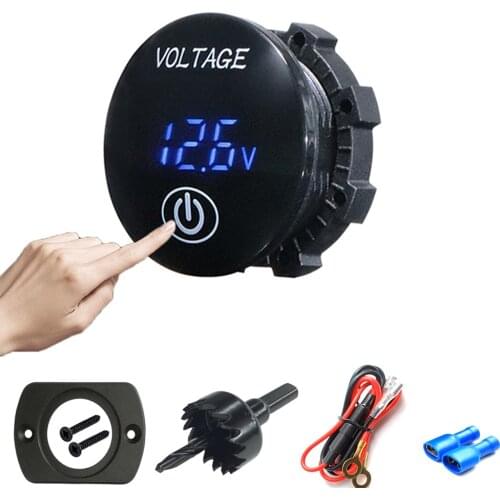 Universal LED Digital Voltmeter For Car Motocycle ATV Boat Voltage Volt Meter Battery Capacity Monitor Panel With Touch Switch