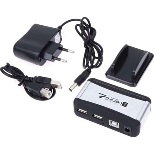 Eu Plug External Hub 7 Usb 2.0 Ports With Multi-Socket Power Supply Slot For Notebook Pc Mac