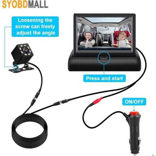 For Baby Safety Seats Rearview Observation Mirror 170 Degree Wide-angle View TFT Display Screen Car Monitors Night-vision Camera
