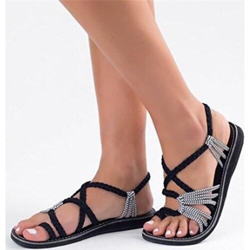 2019 summer Women Sandals Fashion Gladiator Sandals Summer Shoes Female Flat Sandals Rome Style Cross Tied Sandals Shoes 35-44