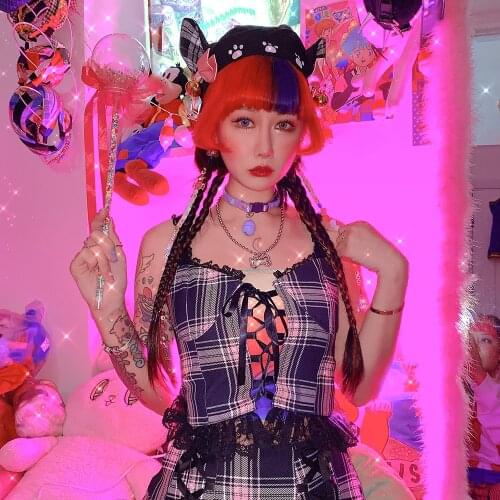 Womens Lace Sexy Vest Plaid Tether Ribbon Bow Sleeveless Camisole Y2k Hot Girl Corset Top Black Slim Crop Top Female Clothing