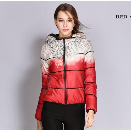 Womens Fashion Gradient Lightweight Down Jacket Packable Puffer Coat Hooded Insulated Jacket
