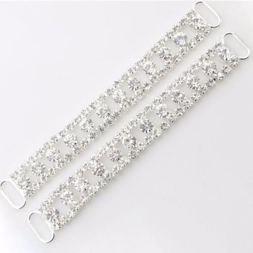 97mm 3 4/5" Diamante Crystal Rhinestone Bra Chain Connectors Bikini For Swimming Wear Shoe Cowboy Belt Buckle Invitation 10pcs