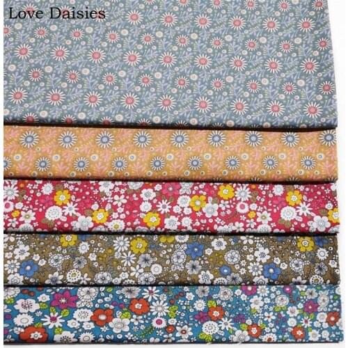 100% Cotton Twill Ethnic Style BLUE ORANGE RED BROWN White Yellow Small Flower Floral Fabric For Bedding Sheet Doll Dress Quilt