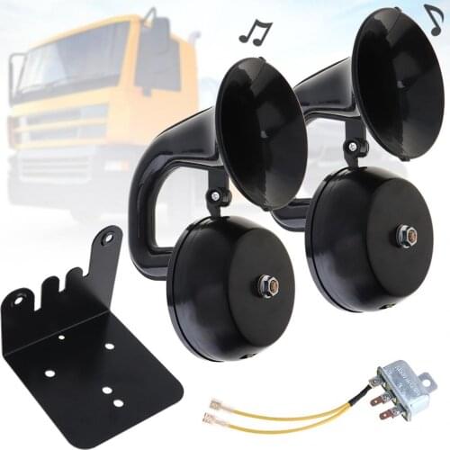 12V / 24V 126DB Durable Super Loud Dual Car Trumpet Air Horn Waterproof Dustproof with Bracket / Relay No Need Compressor