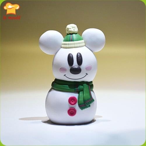 2019 new cartoon snowman silicone mold 3d snowman shape silicone candle mold cake chocolate mold