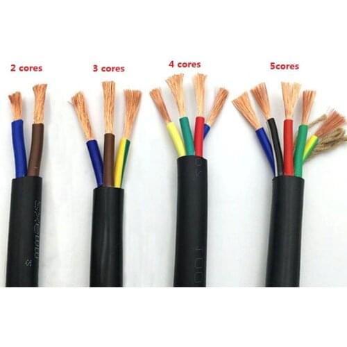 22 AWG 0.3MM2 RVV 2/3/4/5/6/7/8/10/12/14/16/18 Cores Pins Copper Wire Conductor Electric RVV Cable Black