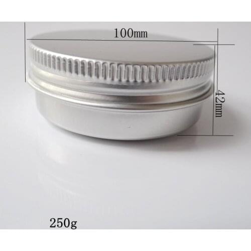 250g 100*42mm refillable empty round aluminum metal tin cans bottle with lids , cosmetic cream container box aluminum jar