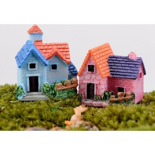 4PCS Pretty Small Villa Resin Ornament DIY Micro Landscape Accessories Mini House Diy Miniature Garden Decorations and Ornaments