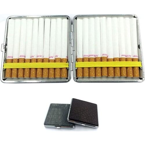 Cigarette Accessories Tobacco Storage Box Pocket 20 Cigarettes Cigar Holder Box Metal Leather Ultra-thin Cigarette Case