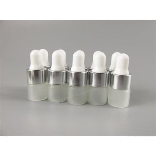 DHL Free 500pcs 1ML 2ml 3ml Frosted Glass perfume Vials Essential Oils Bottle In Refillable Dropper Fragrance Containers bottles