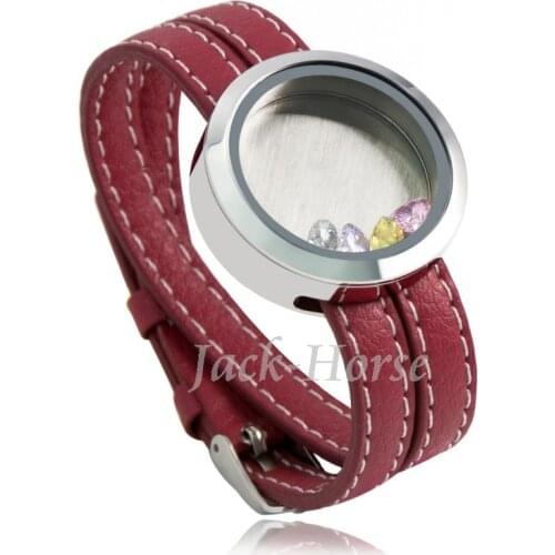 New arrival floating charms locket real wrap leather bracelet twist locket multipe colors bracelet fashion living bracelet