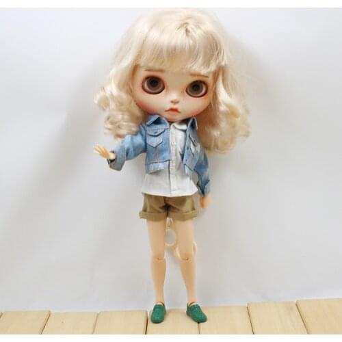 DBS Clothes for icy blyth doll licca body bjd 1/6 cool suit handsome clothes shorts white shirt jeans girl gift