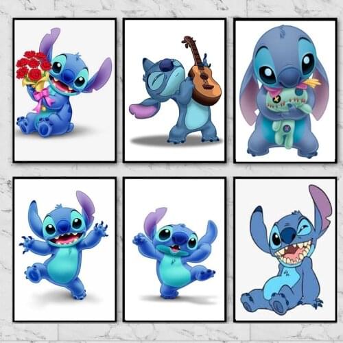 Disney Anime Lilo & Stitch Canvas Painting Cute Stitch Posters and Prints Abstract Wall Art Pictures for Living Room Home Decor