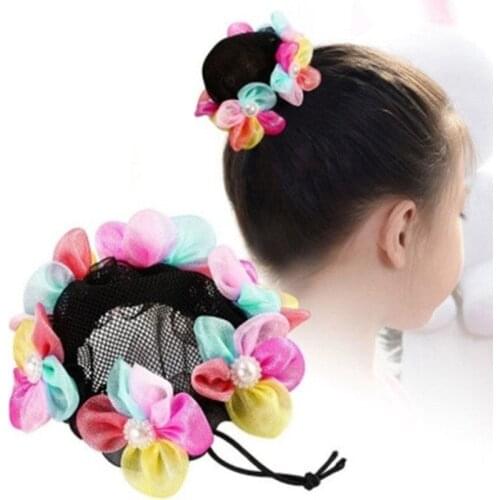 Latin dance hairnet female ballet dance employs a hair net headdress flower balls go head artifact headdress female children