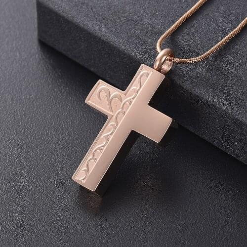 Religion Christian Cross Cremation Jewelry Ashes Necklace Keepsake Memorial Urns Pendant Jewellery for Pet/Human